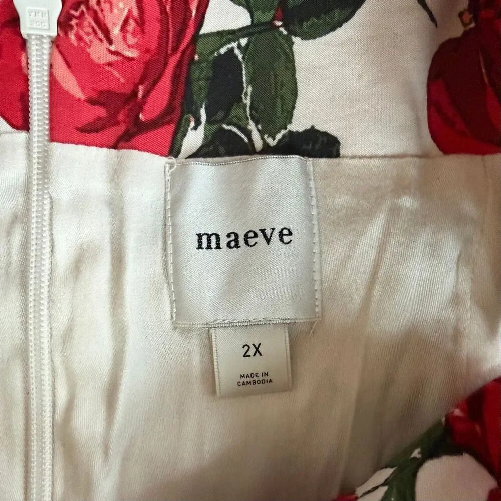 Maeve NWT Rose Print Sleeveless Square-Neck Knee-Length Dress Size 2XL